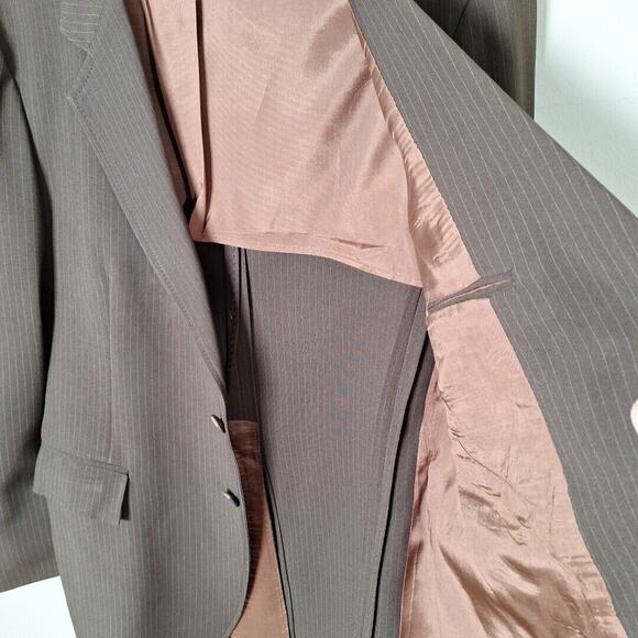 Vintage 70s/80s Brown Pinstripe Suit Jacket Blazer Men Size 40R Retro Grandpa - Picture 6 of 8